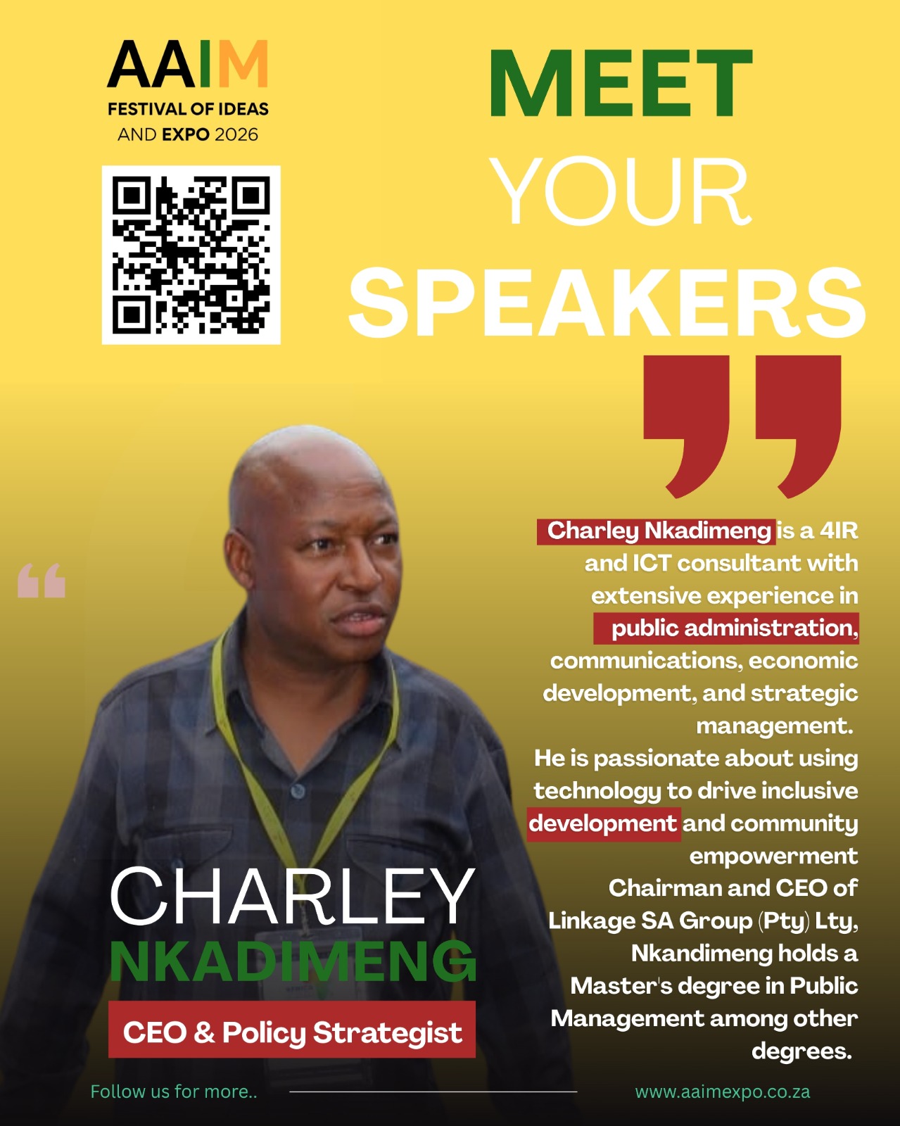 Charley Nkadimeng — CEO, Linkage SA Group · Policy Strategist
