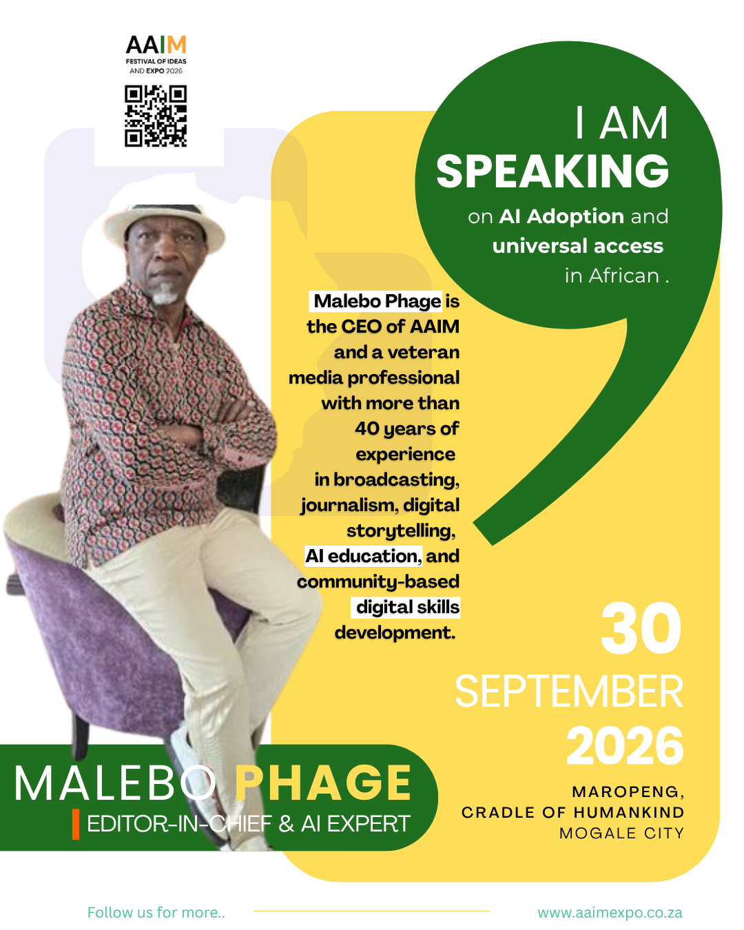 Malebo Phage — CEO, AAIM · Editor-in-Chief & AI Expert