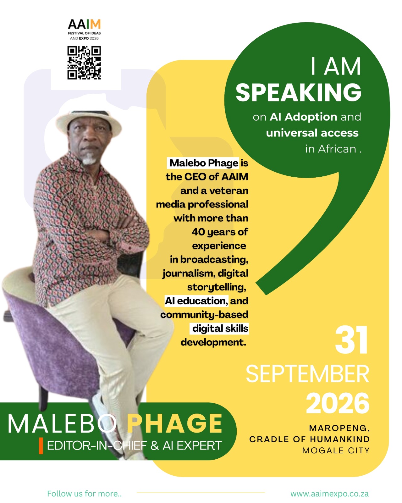 Malebo Phage — CEO, AAIM · Editor-in-Chief & AI Expert